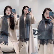 SCARF 180 CM IN MOUSE GRAY CASHMERE AND WOOL 408840