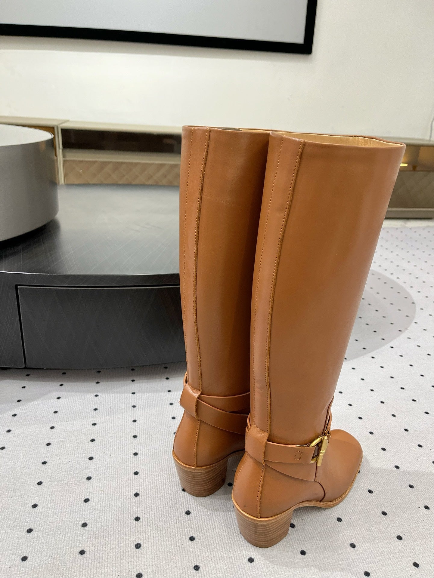 JUSTINE BOOT 6 CM IN BRONZE BROWN CALFSKIN