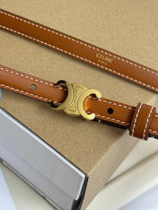 MINI TRIOMPHE BELT 13 MM BRONZE BROWN LEATHER GOLD HARDWARE