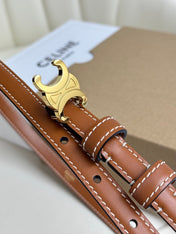 MINI TRIOMPHE BELT 13 MM BRONZE BROWN LEATHER GOLD HARDWARE