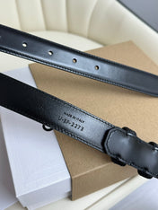 SMALL TRIOMPHE BELT 18 MM BLACK LEATHER SILVER HARDWARE