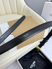 MEDIUM TRIOMPHE BELT 25MM BLACK LEATHER GOLD HARDWARE