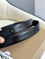MEDIUM TRIOMPHE BELT 25MM BLACK LEATHER GOLD HARDWARE