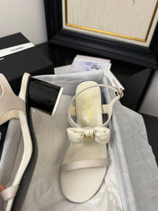 MID HEEL 45 MM SANDALS IN WHITE CREAM CALFSKIN