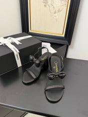 MID HEEL 45 MM SANDALS IN BLACK CALFSKIN