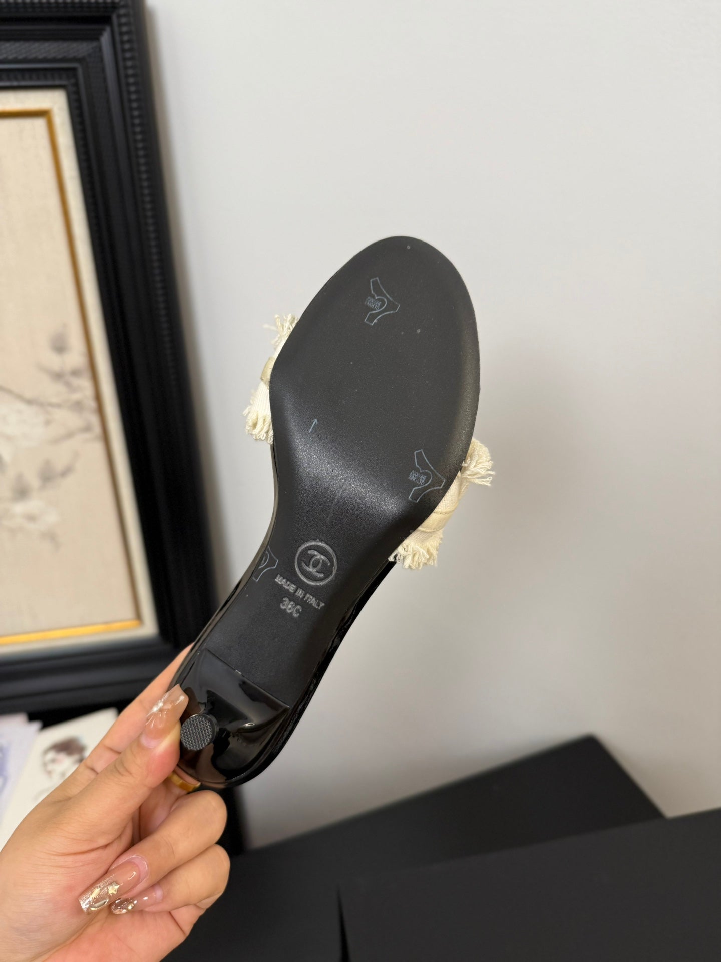 WHITE GROSGRAIN CANVAS BOW MULE SANDALS 65 MM