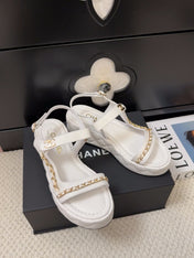 THICK-SOLED SANDALS 55 MM IN WHITE CALFSKIN