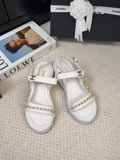 THICK-SOLED SANDALS 55 MM IN WHITE CALFSKIN