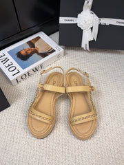 THICK-SOLED SANDALS 55 MM IN SAND YELLOW CALFSKIN