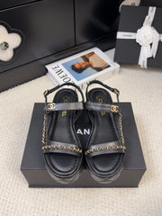 THICK-SOLED SANDALS 55 MM IN BLACK CALFSKIN