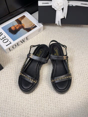 THICK-SOLED SANDALS 55 MM IN BLACK CALFSKIN