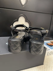 THICK-SOLED SANDALS 55 MM IN BLACK CALFSKIN