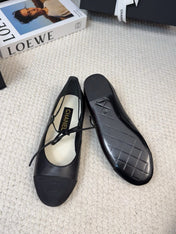 FLAT MARY JANE PUMPS BLACK LAMBSKIN