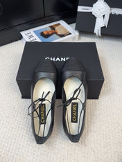 FLAT MARY JANE PUMPS BLACK LAMBSKIN