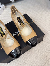 MARY JANE PUMPS 55 MM IN SAND YELLOW MIX BLACK LAMBSKIN
