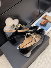 MARY JANE SHOES IN BLACK PATENT CALFSKIN 55 MM