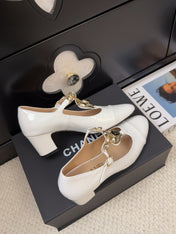 MARY JANE SHOES IN WHITE PATENT CALFSKIN 55 MM