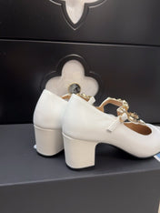MARY JANE SHOES IN WHITE PATENT CALFSKIN 55 MM