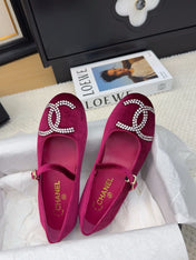 MARY JANE SHOES IN JAM PURPLE VELVET WITH CRYSTALS LOGO