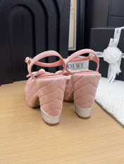 HIGH 12 CM PLATFORM SANDALS IN BLUSH PINK SUEDE