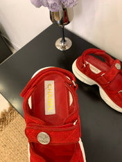 SANDAL 25S IN RED SUEDUE FABRIC