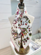 DIOR REVERSIBLE PRINTED SQUARE SCARF 90 CM IN WHITE SILK 7735868