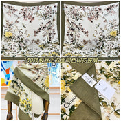 DIOR REVERSIBLE SCARF 140 CM IN CREAM WHITE MIX GREEN WOOL-SILK FABRIC 735876