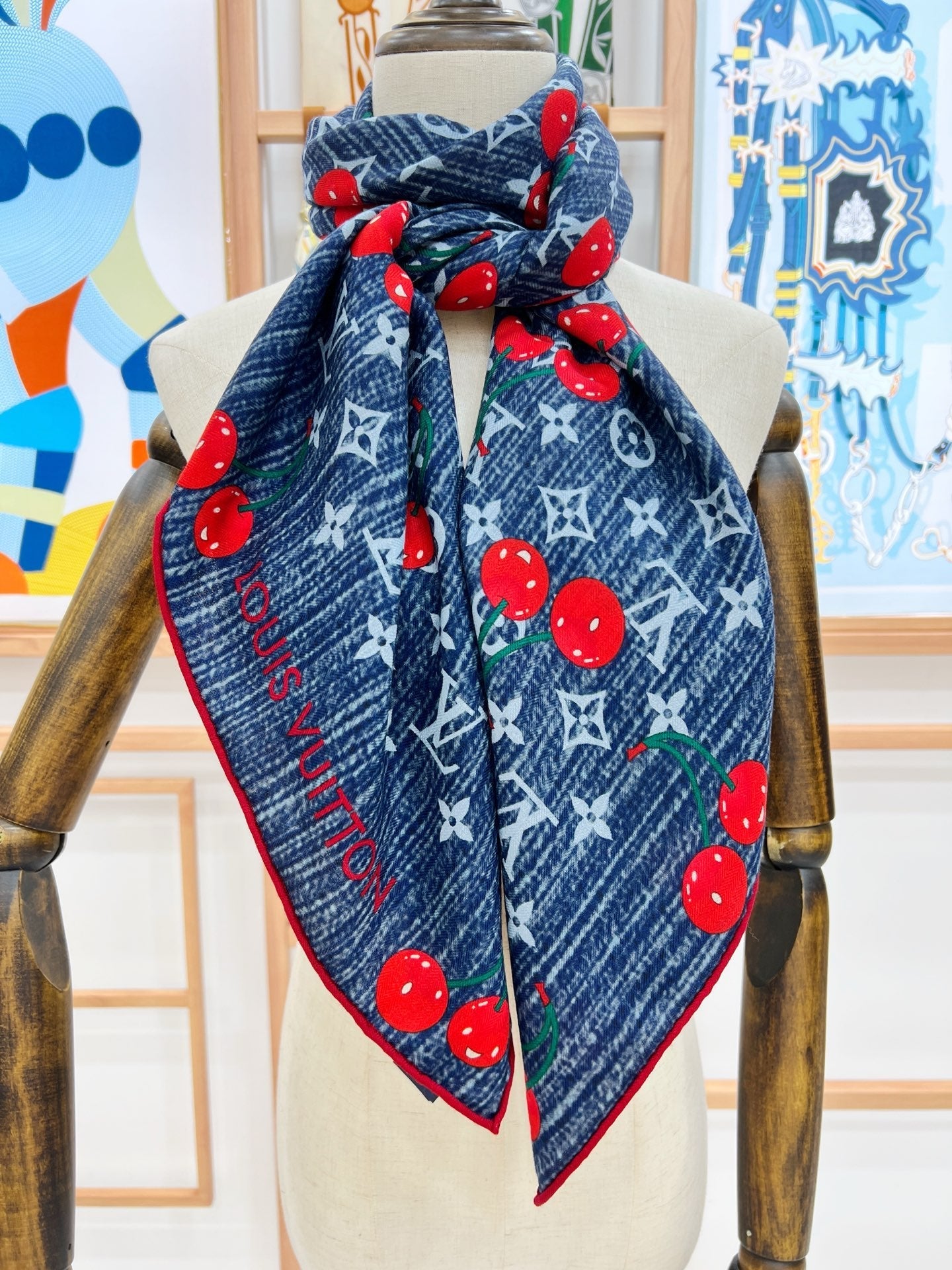 LV SCARF 135 CM IN WOOL MIX SILK 735872