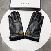 TOUCHSCREEN GLOVES IN BLACK LAMBSKIN MIX WOOL 130577