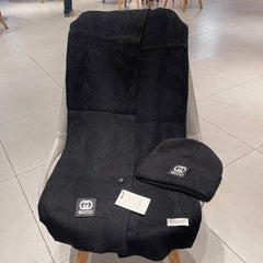 SET SCARF AND HAT IN BLACK CASHMERE AND RABBIT FUR 397374