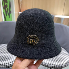 BUCKET HAT IN BLACK WOOL PLUSH 399230