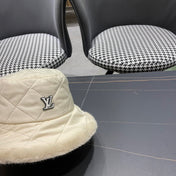 KNITTED BUCKET HAT IN CREAM BEIGE COTTON AND LAMB FUR 420924