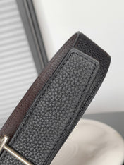 HM REVERSIBLE BLACK AND CHOCOLATE BROWN LEATHER STRAP 32 MM COPPER HARDWARE