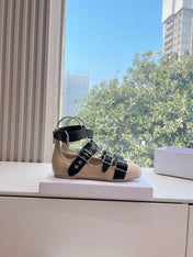 PUNK BALLET FLAT IN BLACK MIX CAMEL BEIGE CALFSKIN