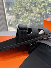 CHYPRE SANDAL IN BLACK SHINY GRAINED CALFSKIN