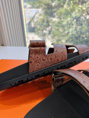 CHYPRE SANDAL IN CHOCOLATE BROWN GRAINED CALFSKIN