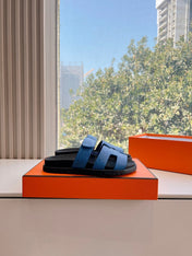 CHYPRE SANDAL IN COBALT BLUE GRAINED CALFSKIN