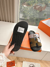 CHYPRE SANDAL IN LIGHT PINK MIX CHOCOLATE BROWN SUEDE