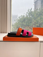 CHYPRE SANDAL IN DARK PINK MIX ORANGE SUEDE