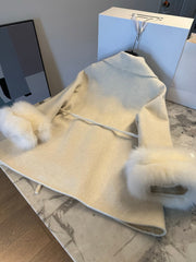 MAX MARA 25S CASHMERE COAT WITH FOX FUR TRIM 204