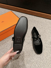JANE BALLET FLAT BLACK VELVET