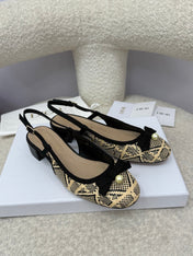 DIOR HIGH SLINGBACK 30 MM 25S IN BLACK AND BEIGE RAFFIA WITH PEARL
