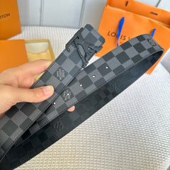 LV 25S BELT 40 MM IN BLACK MIX GREY CALFSKIN 593221