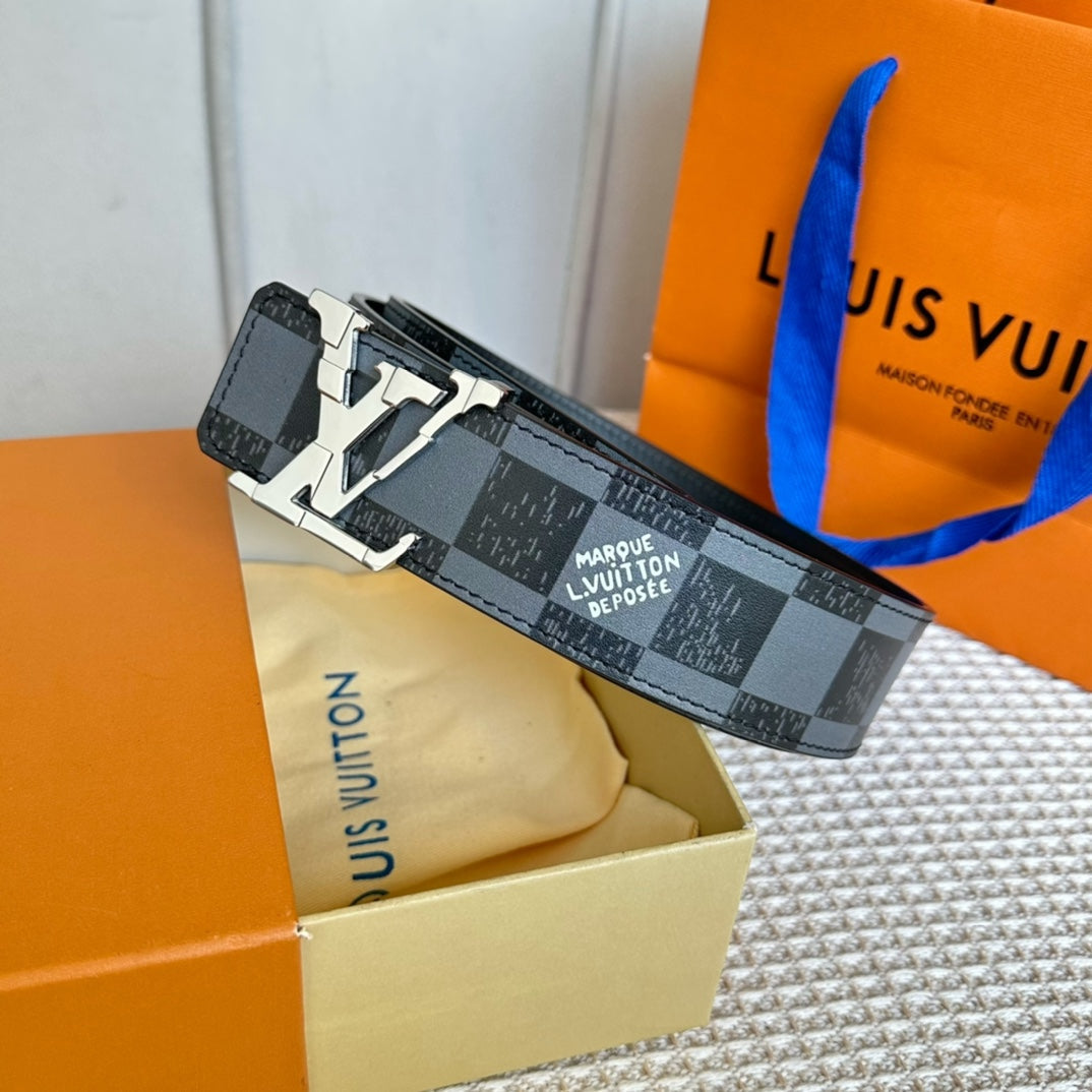LV 25S BELT 40 MM IN BLACK MIX GREY CALFSKIN 593223
