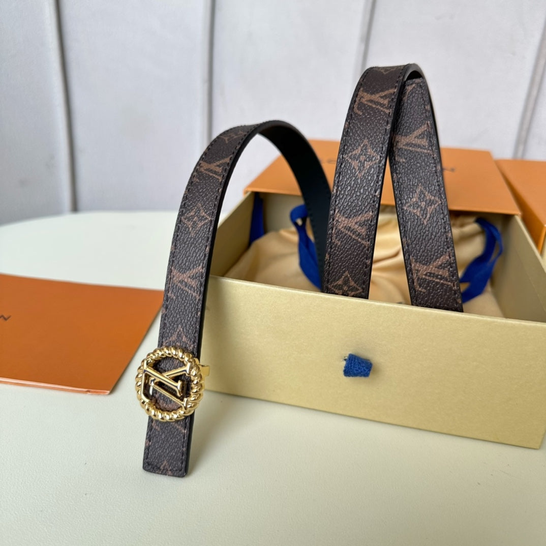 LV Circle Nautical 20mm black sheep square head belt with gold reverse buckle