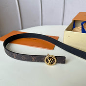 LV Circle Nautical 20mm black sheep square head belt with gold reverse buckle