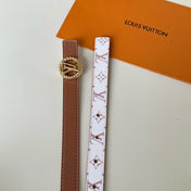 LV Circle Nautical 20mm Reversible Square End Tip Belt Gold Buckle Tan White lambskin