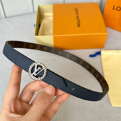 LV S-LOCK BELT 20 MM IN NAVY BLUE CALFSKIN AND CIRCLE SILVER HARDWARE