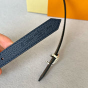 LV S-LOCK BELT 20 MM IN NAVY BLUE CALFSKIN AND CIRCLE SILVER HARDWARE