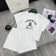 PRADA 25S SHORT-SLEEVE CREW NECK SWEATSHIRT SET 352